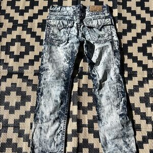 True Religion Men’s Blue Acid Wash Straight Leg Jeans